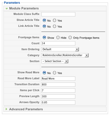 Scroller Parameters